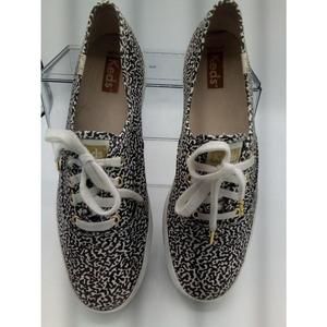 Keds Platform Sneaker Size 8 Women Black White Abstract Pattern Gold Embellished